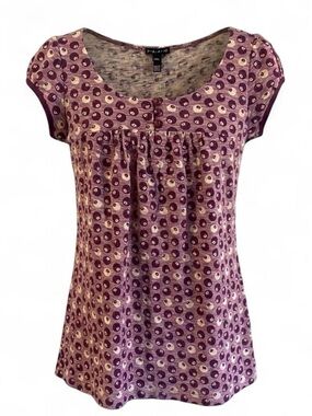Vtg F.A.N.G Y2K Babydoll Top Purple Blueberry Print Cotton Cap Sleeve - Size M